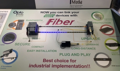 OptoMedia launced new RJ45 Fiber Converter Dongle powered by Ethernet (PoE) in SPS 2019!!